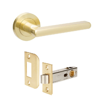 Zanda Epic Door Lever Handle on Round Rose Passage Set Satin Brass 10021.SB