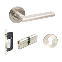 Zanda Epic Door Lever Handle on Round Rose Entrance Set 60mm Key/Key Brushed Nickel 10024.1.BN