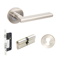 Zanda Epic Door Lever Handle on Round Rose Entrance Set 60mm Key/Key Brushed Nickel/Chrome Plate 100241.BNCP