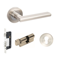 Zanda Epic Door Lever Handle on Round Rose Entrance Set 60mm Key/Turn Brushed Nickel/Chrome Plate 100242.BNCP