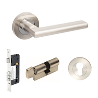 Zanda Epic Door Lever Handle on Round Rose Entrance Set 60mm Key/Turn Brushed Nickel/Chrome Plate