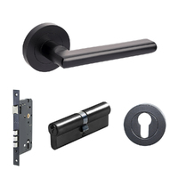 Zanda Epic Door Lever Handle on Round Rose Entrance Set 70mm Key/Key Matt Black 100243.BLK