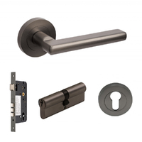 Zanda Epic Door Lever Handle on Round Rose Entrance Set 70mm Key/Key Graphite Nickel 100243.GN