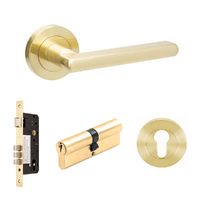Zanda Epic Door Lever Handle on Round Rose Entrance Set 70mm Key/Key Satin Brass 100243.SB