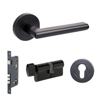 Zanda Epic Door Lever Handle on Round Rose Entrance Set 70mm Key/Turn Matt Black 100244.BLK