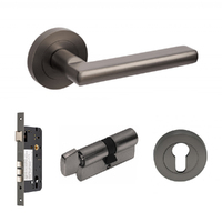 Zanda Epic Door Lever Handle on Round Rose Entrance Set 70mm Key/Turn Graphite Nickel 100244.GN