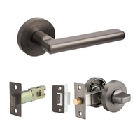 Zanda Epic Door Lever Handle on Round Rose Separate Privacy Graphite Nickel 10026.GN