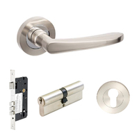 Zanda Stride Door Lever Handle on Round Rose Entrance Set 60mm Key/Key Brushed Nickel/Chrome Plate 100441.BNCP