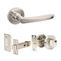 Zanda Stride Door Lever Handle on Round Rose Separate Privacy Brushed Nickel/Chrome Plate 10046.BNCP