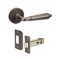 Zanda Oxford Door Lever Handle on Round Rose Passage Set Graphite Nickel 10071.GN