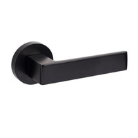 Zanda Boston Door Lever Handle on Round Rose Leverset Only Matt Black 10080.BLK