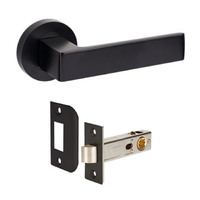 Zanda Boston Door Lever Handle on Round Rose Passage Set Matt Black 10081.BLK