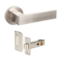 Zanda Boston Door Lever Handle on Round Rose Passage Set Brushed Nickel 10081.BN