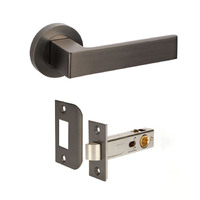 Zanda Boston Door Lever Handle on Round Rose Passage Set Graphite Nickel 10081.GN