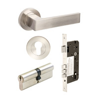 Zanda Boston Door Lever Handle on Round Rose Entrance Set 60mm (Key/Key) Brushed Nickel 100841.BN