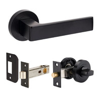 Zanda Boston Door Lever Handle on Round Rose Integrated Privacy Set with Latch Matt Black 10086.BLK