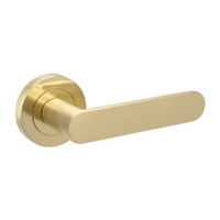 Zanda Duke Door Lever Handle on Round Rose Leverset Only Satin Brass 10090.SB