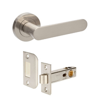 Zanda Duke Door Lever Handle on Round Rose Privacy Brushed Nickel 10092.BN