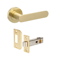 Zanda Duke Door Lever Handle on Round Rose Privacy Satin Brass 10092.SB