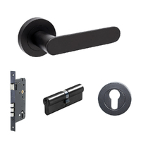 Zanda Duke Lever on Round Rose Entrance Set 60mm Key/Key Matt Black 10094.1.BLK