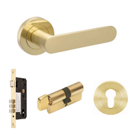 Zanda Duke Lever on Round Rose Entrance Set 60mm Key/Turn Satin Brass 10094.2.SB