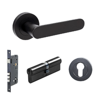 Zanda Duke Lever on Round Rose Entrance Set 70mm Key/Key Matt Black 10094.3.BLK