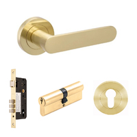 Zanda Duke Lever on Round Rose Entrance Set 70mm Key/Key Satin Brass 10094.3.SB