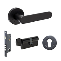 Zanda Duke Lever on Round Rose Entrance Set 70mm Key/Turn Matt Black 10094.4.BLK