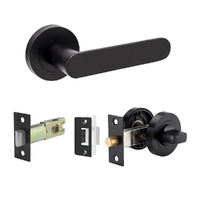 Zanda Duke Door Lever Handle on Round Rose Separate Privacy Matt Black 10096.BLK