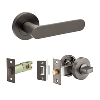 Zanda Duke Door Lever Handle on Round Rose Separate Privacy Graphite Nickel 10096.GN