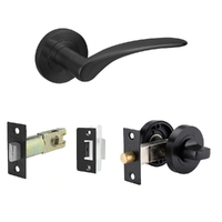 Zanda Apollo Door Handle Lever on Round Rose Privacy Set Matt Black 7034.BLK