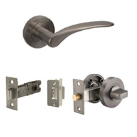 Zanda Apollo Door Handle Lever on Round Rose Privacy Set Graphite Nickel 7034.GN