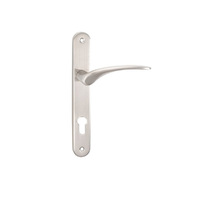 Zanda Apollo Longplate Door Lever Handle with Euro Keyhole Brushed Nickel 7045.E85.BN 