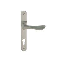 Zanda Astron Juno Longplate Door Lever Handle with Euro Keyhole 85mm Brushed Nickel 7046.E85.BN