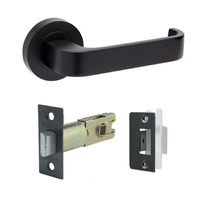 Zanda Streamline Door Lever Handle on Round Rose Integrated Privacy Set with Latch Matt Black 