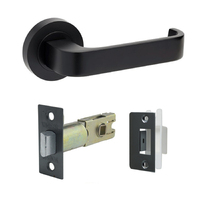 Zanda Streamline Door Lever Handle on Round Rose Integrated Privacy Set with Latch Matt Black 7090.BLK