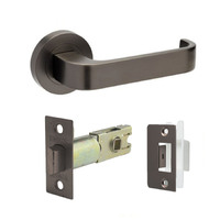 Zanda Streamline Door Lever Handle on Round Rose Integrated Privacy Set with Latch Graphite Nickel 7090.GN