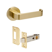 Zanda Streamline Door Lever Handle on Round Rose Integrated Privacy Set with Latch Satin Brass 7090.SB