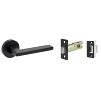 Zanda Vector Door Handle Lever on Round Rose Passage Set Matt Black 7107.BLK