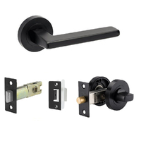 Zanda Vector Door Handle Lever on Round Rose Privacy Set Matt Black 7108.BLK