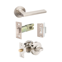 Zanda Vector Door Handle Lever on Round Rose Privacy Set Brushed Nickel 7108.BN