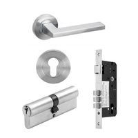 Zanda Vector Door Handle Lever on Round Rose Entrance Set 60mm (Key/Key) Satin Chrome 7110.1.SC