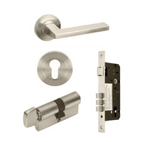 Zanda Vector Door Handle Lever on Round Rose Entrance Set 60mm (Key/Turn) Brushed Nickel 7110.2.BN