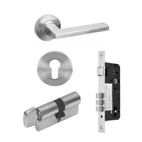 Zanda Vector Door Handle Lever on Round Rose Entrance Set 60mm (Key/Turn) Satin Chrome 7110.2.SC