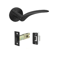 Zanda Apollo Door Handle Lever on Round Rose Integrated Privacy Set Matt Black 7191.BLK