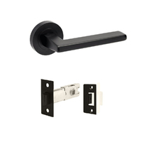 Zanda Vector Door Handle Lever on Round Rose Integrated Privacy Set Matt Black 7196.BLK