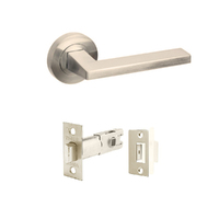 Zanda Vector Door Handle Lever on Round Rose integrated Privacy Set Brushed Nickel 7196.BN