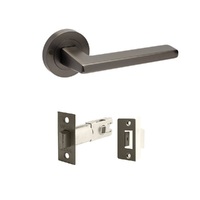 Zanda Vector Door Handle Lever on Round Rose Integrated Privacy Set Graphite Nickel 7196.GN