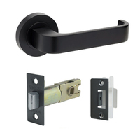 Zanda Streamline Door Lever Handle on Round Rose Passage Set Matt Black 7314.BLK