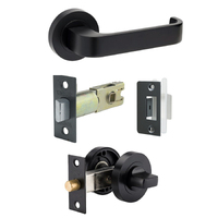 Zanda Streamline Door Lever Handle on Round Rose Integrated Privacy Set Matt Black 7315.PR.BLK